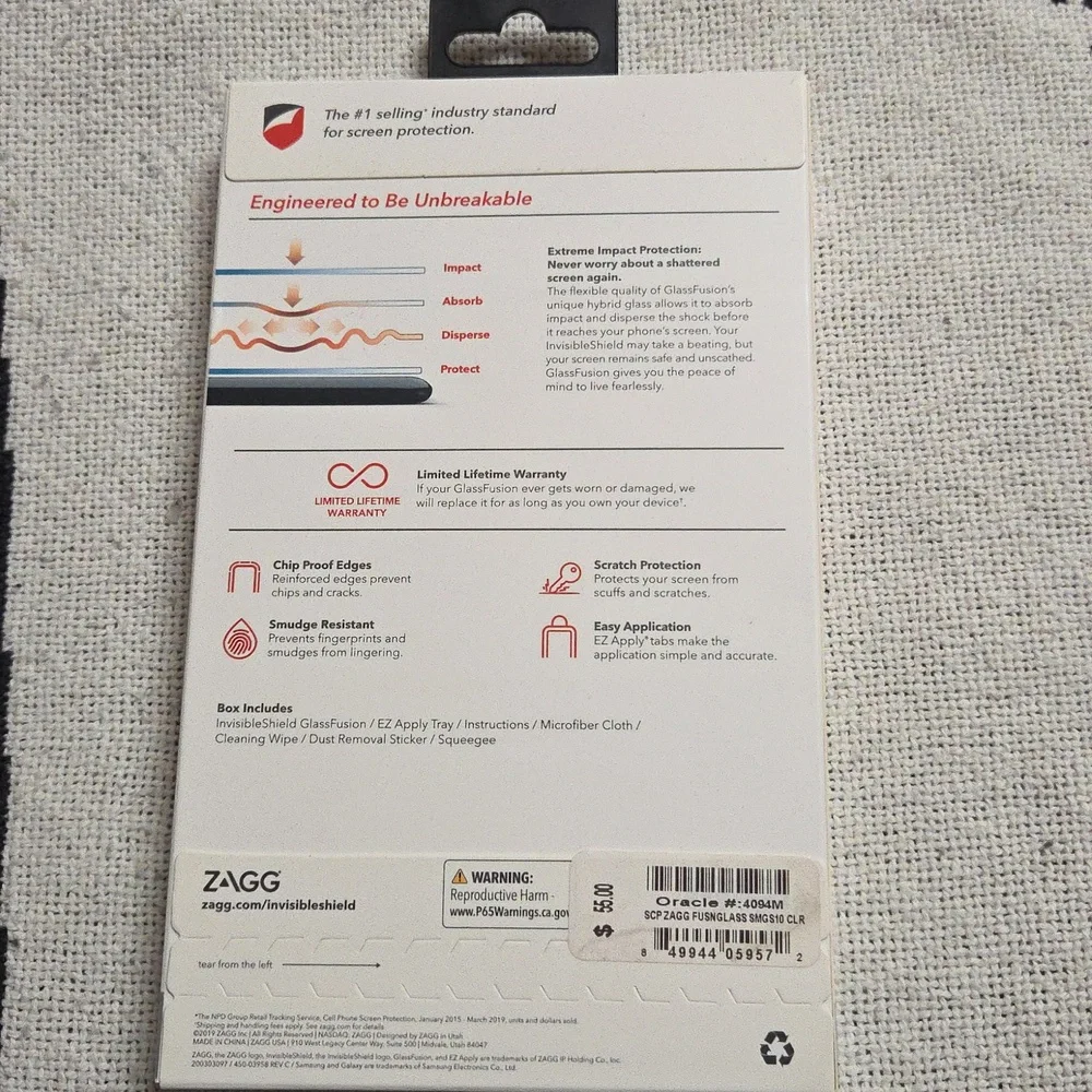 GlassFusion Screen Protector for Samsung Galaxy S10 - Clear